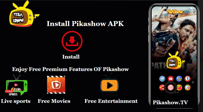 Pikashow app interface streaming movies and live TV on Android